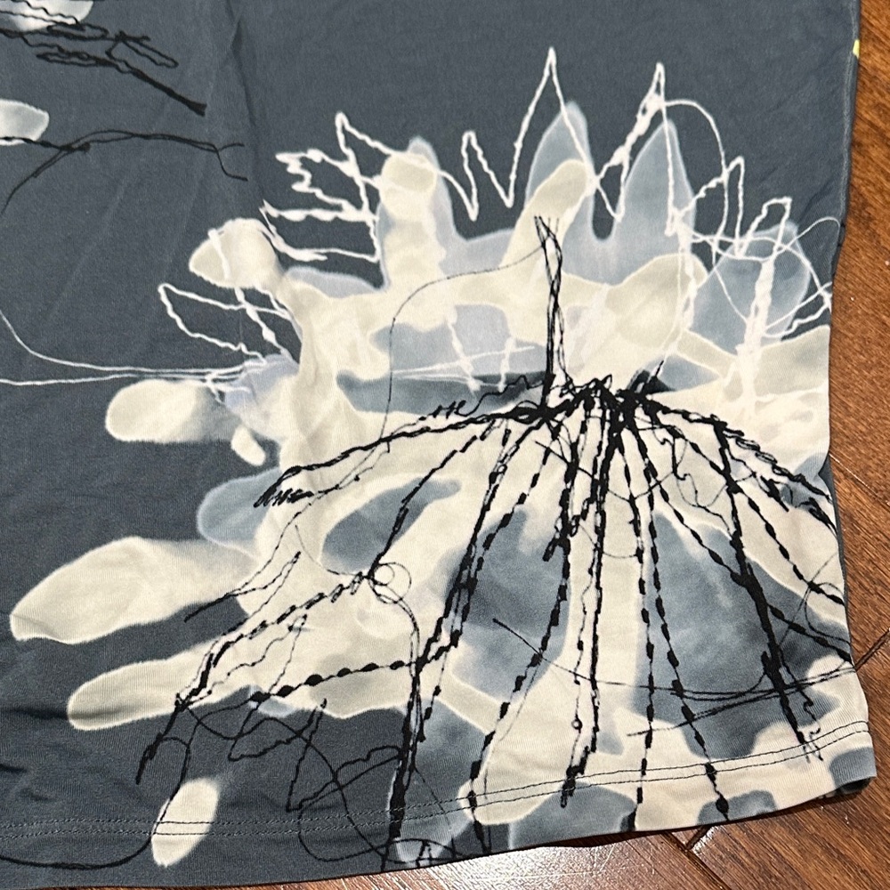 PIAZZA SEMPIONE gray and yellow Abstract Floral Print blouse - Picture 4 of 7